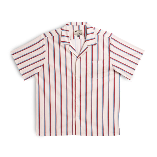 Bather Camp Shirt Men Red And Blue Fine Stripe