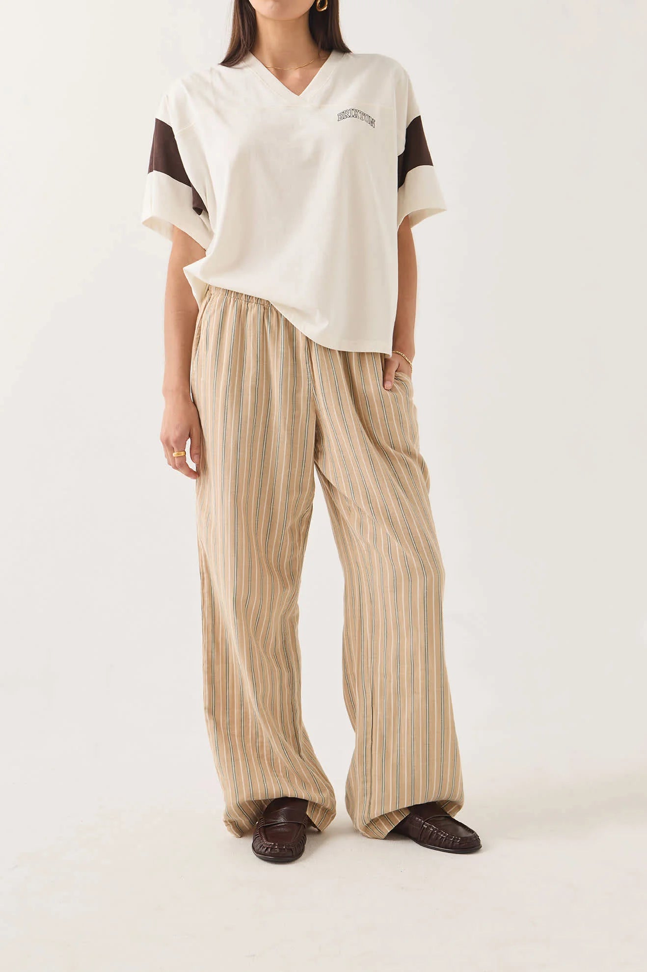 Brixton Lounge Pant Women Sand Stripe