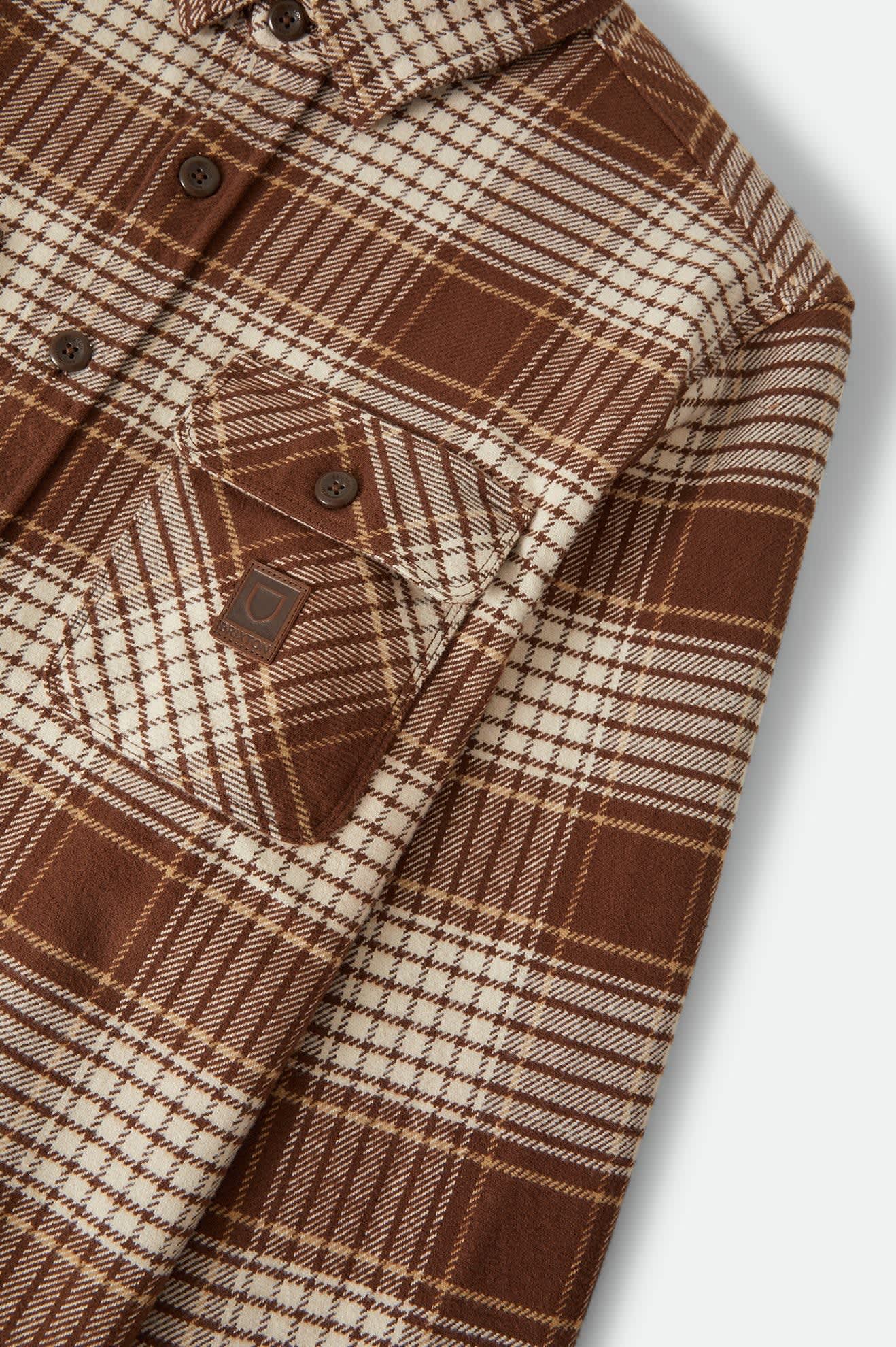 Brixton Bowery Heavy Weight Flannel Men Pinecone Brown/Whitecap