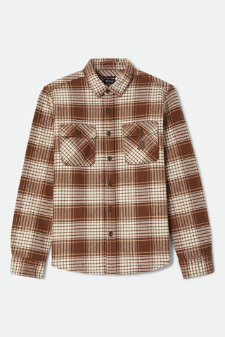 Brixton Bowery Heavy Weight Flannel Men Pinecone Brown/Whitecap