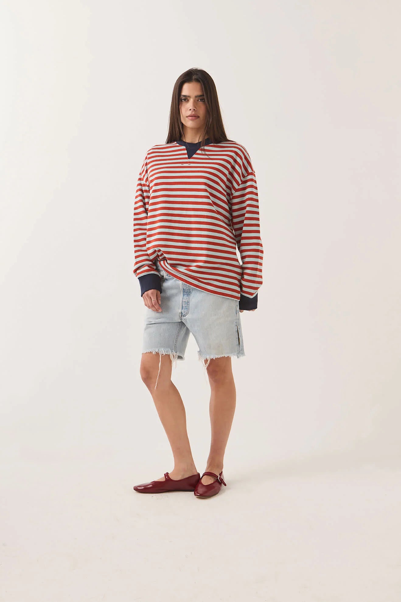 Brixton Retro Long Sleeve Crew Women Sea Grass/Rust