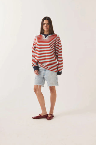 Brixton Retro Long Sleeve Crew Women Sea Grass/Rust