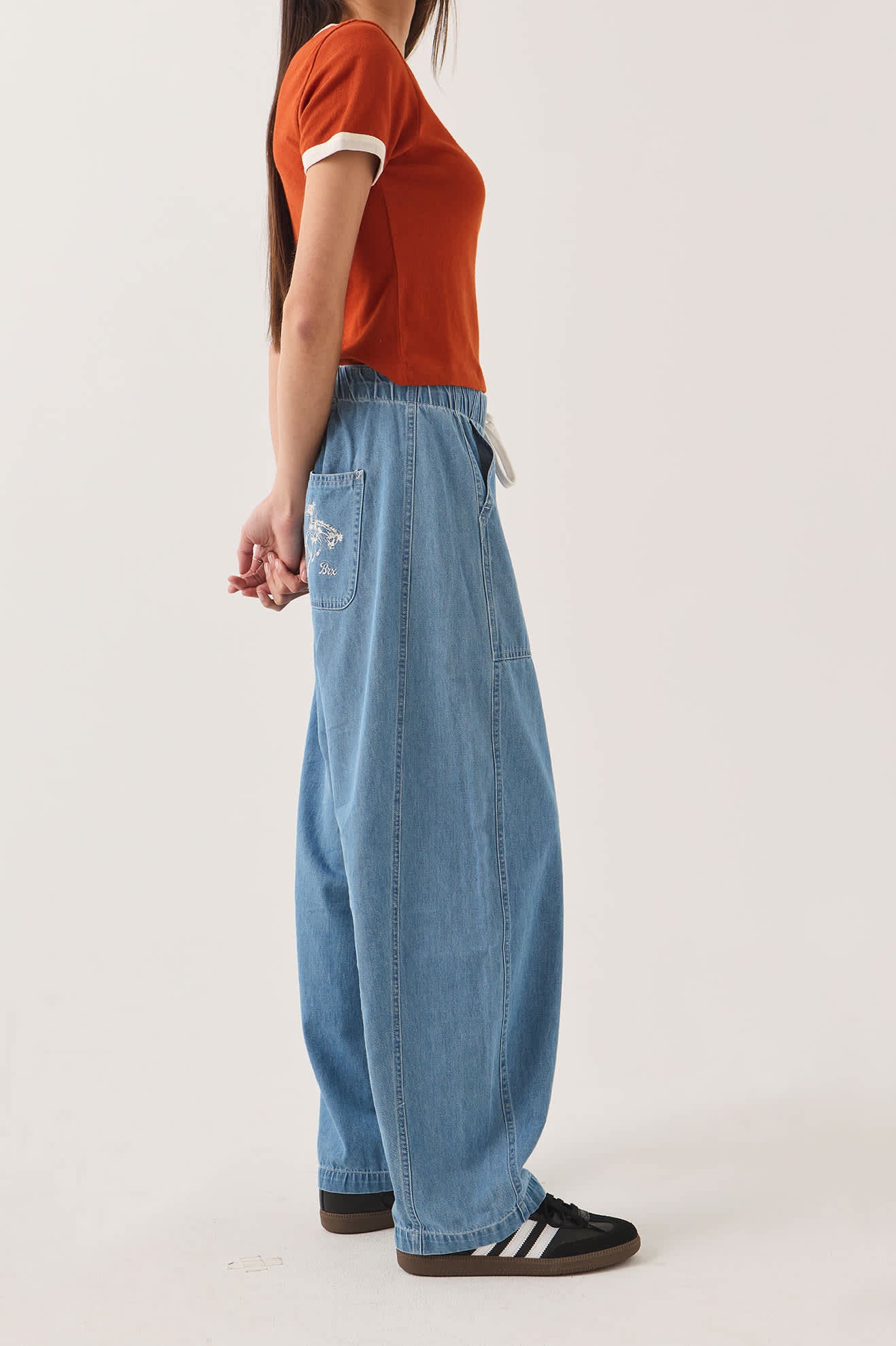 Brixton Utility Everyday Barrel Pant Women Light Stone Wash