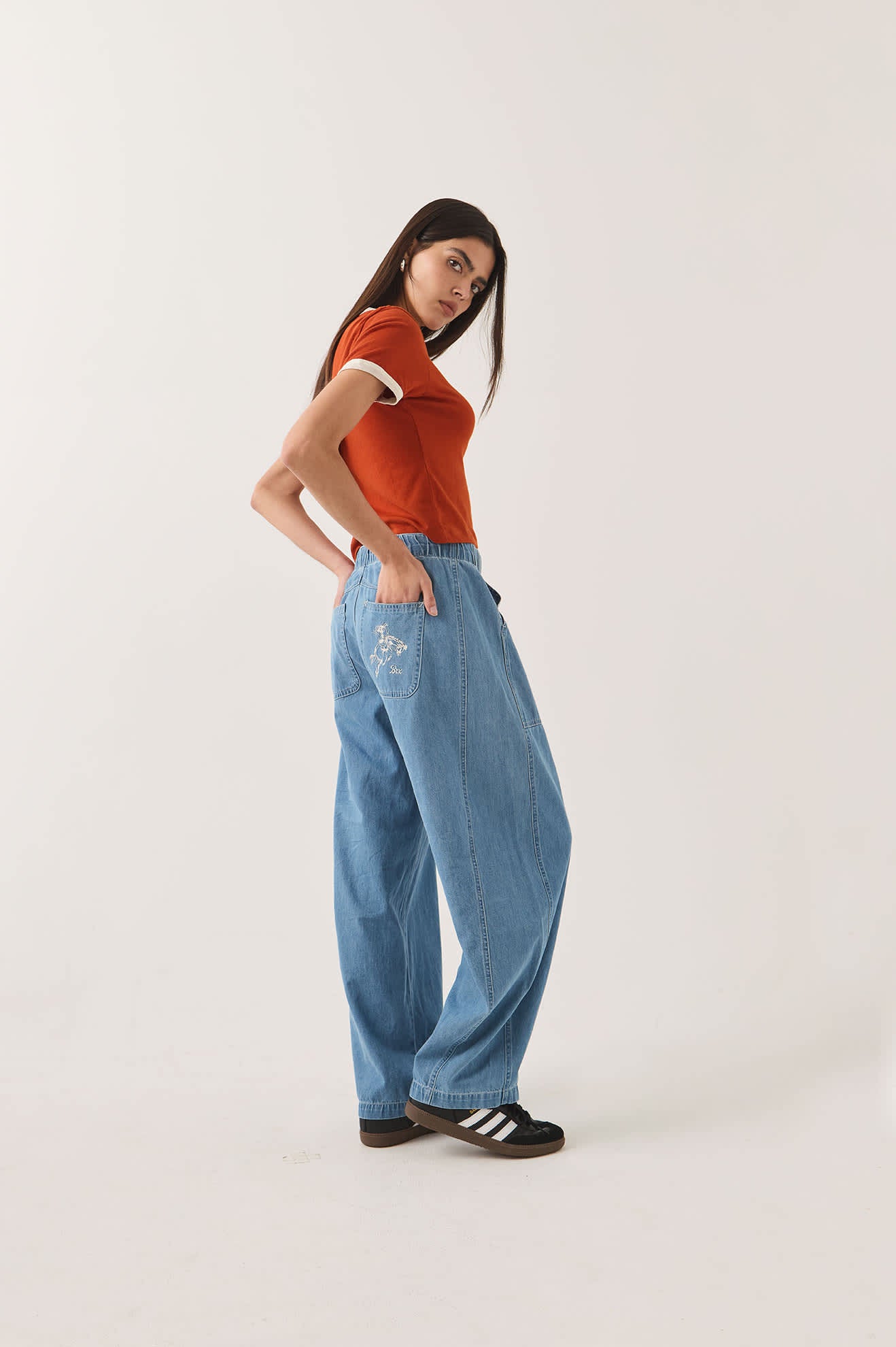 Brixton Utility Everyday Barrel Pant Women Light Stone Wash