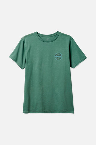 Brixton Crest II S/S Standard Tee Men Dark Forest Teal Grey
